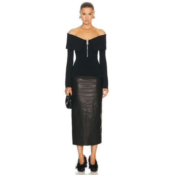 KHAITE Loxley Skirt in Black Leather - Picture 9 of 9
